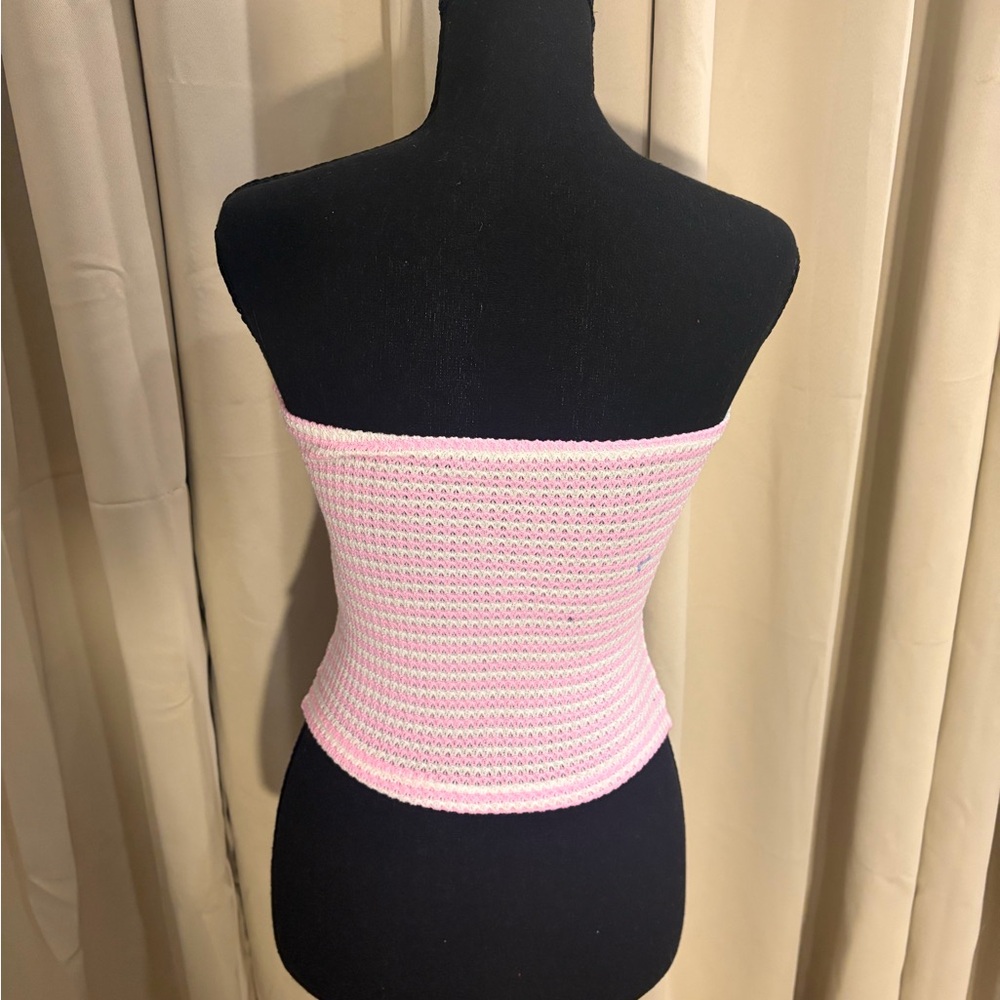 SHEIN Pink Strapless Knit Crop Top - Picture 2 of 2